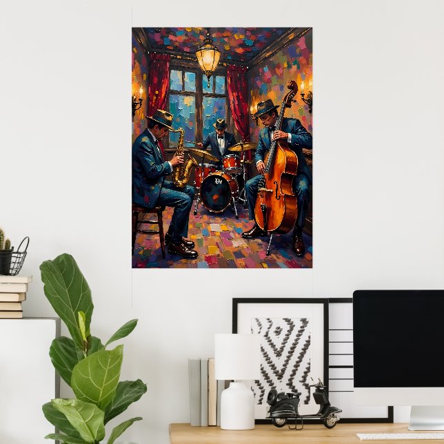 Póster Rendimiento de la banda de jazz (Oficina en casa)