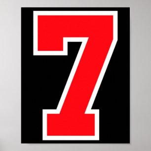 Póster Rendimiento del equipo deportivo rojo número #7 