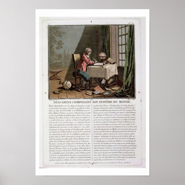 Póster Rene Descartes (1596-1650) writing his world syste (Frente)