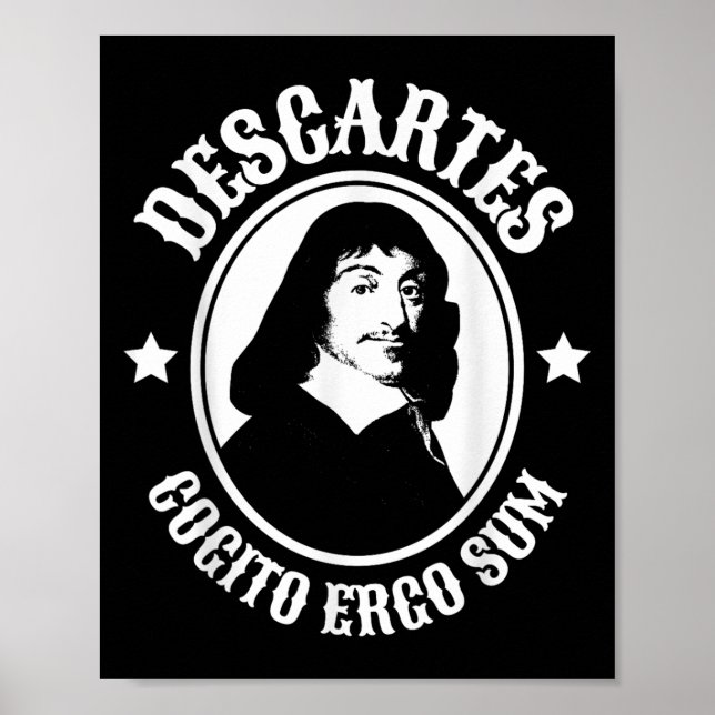 Póster Rene Descartes Cogito Ergo Sum Cita (Frente)