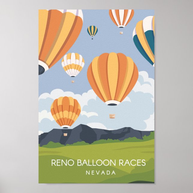 Póster Reno Balloon Race Nevada Travel Place Ilustracion (Frente)