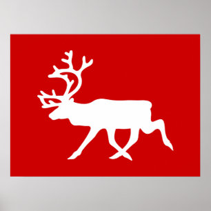 Póster Reno blanco / Silhouette Caribou