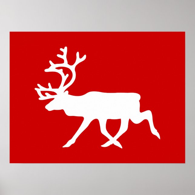 Póster Reno blanco / Silhouette Caribou (Frente)