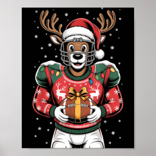 Póster Reno de fútbol divertido de Navidad 