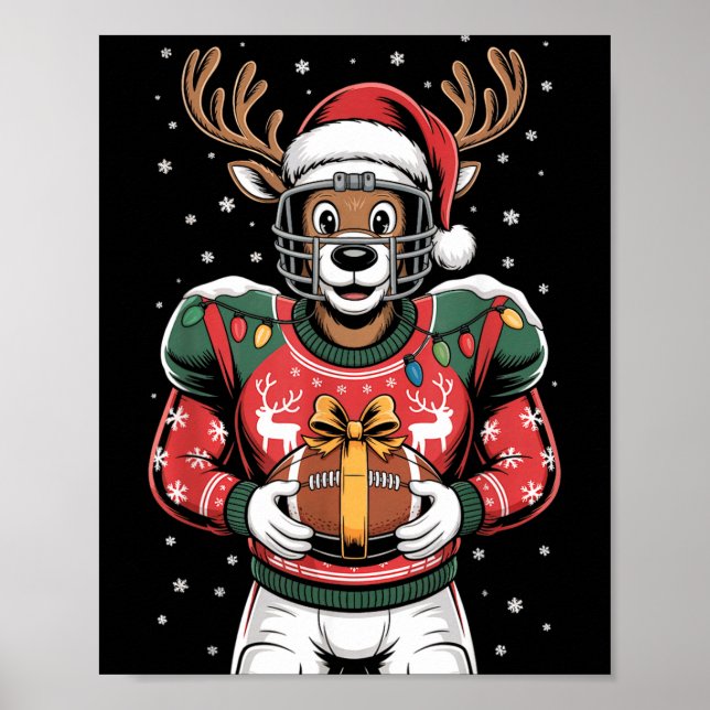 Póster Reno de fútbol divertido de Navidad  (Frente)