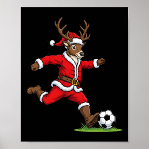 Póster Reno de fútbol divertido de Navidad niños niños ni