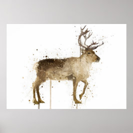 Póster Reno de regalo de Navidad