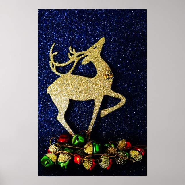 Póster Reno dorado con Poster de jingle Bells (Frente)