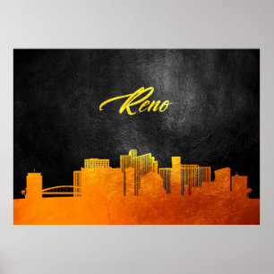 Póster Reno Nevada Gold Skyline