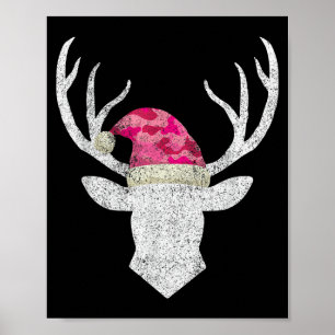 Póster Reno Reno Nk Camuflaje Gorro de Santa Navidad Pija