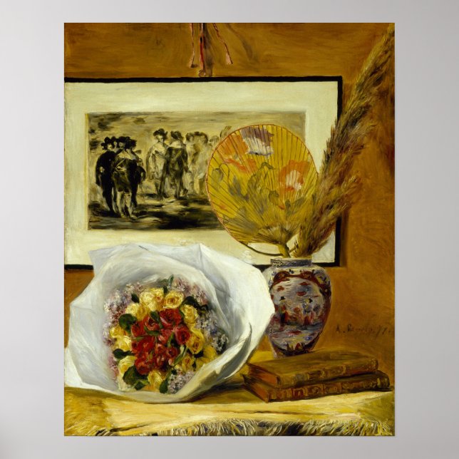 Póster Renoir - Bodegón con ramo de flores (Frente)