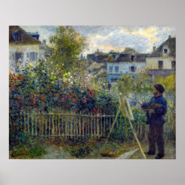 Póster Renoir - Claude Monet pintando en su jardín
