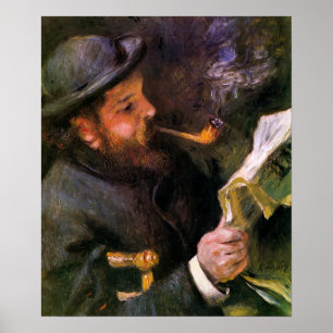 Póster Renoir - Claude Monet Reading 1872