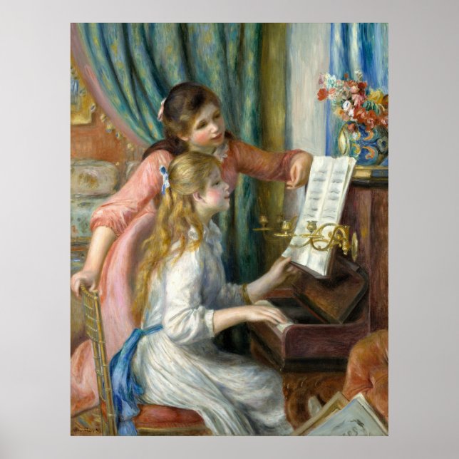 Póster Renoir, dos jóvenes Chicas en el piano (Frente)