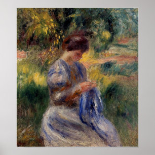 Póster Renoir - El Embroiderer (Mujer En Un Jardín)
