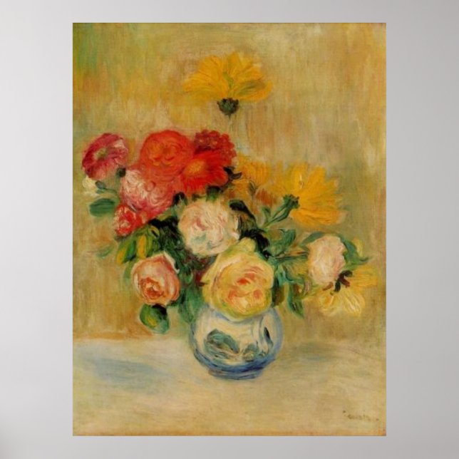Póster Renoir es una base de Rosas y dahlias (Frente)
