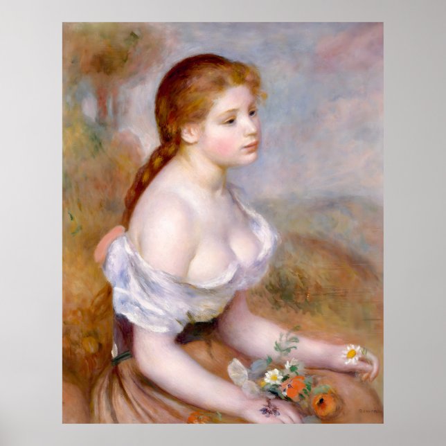 Póster Renoir, joven Chica con maricas, 1889 (Frente)