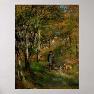 Póster Renoir - Jules y perros pintores en los bosques