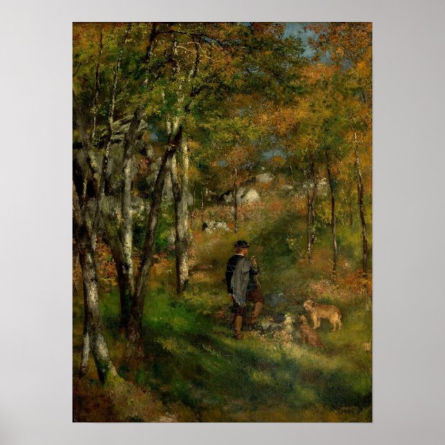 Póster Renoir - Jules y perros pintores en los bosques (Frente)
