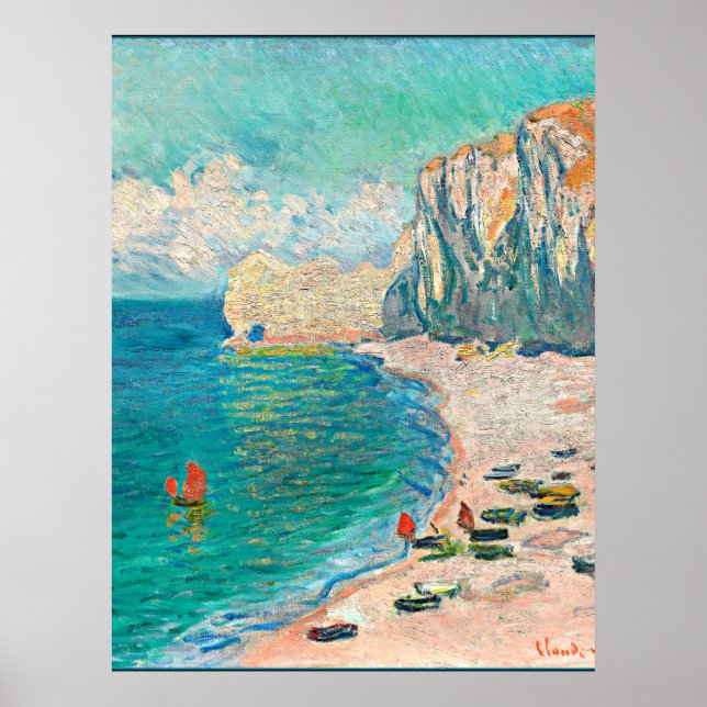 Póster Renoir - La playa y el Falaise d'Amont (Frente)