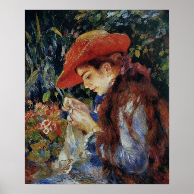 Póster Renoir - Marie-Therese Durand-Ruel Sewing 1882 (Frente)