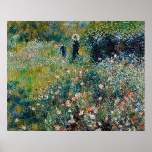 Póster Renoir - Mujer con un Paraguas en un Jardín