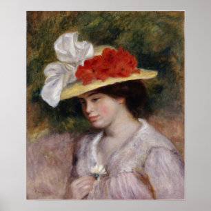 Póster Renoir - Mujer En Un Gorra Florido