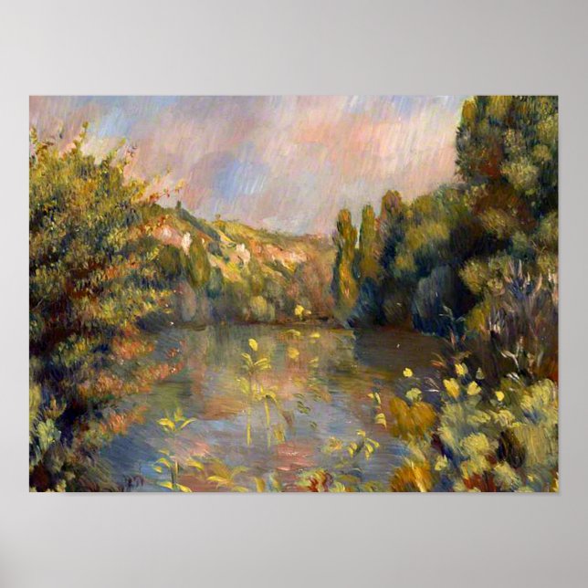 Póster Renoir - Paisaje a orillas del lago (Frente)