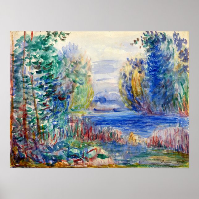 Póster Renoir - Paisaje fluvial 1890 (Frente)