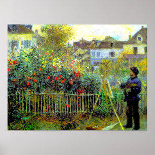 Póster Renoir - Pintura de Monet en su jardín