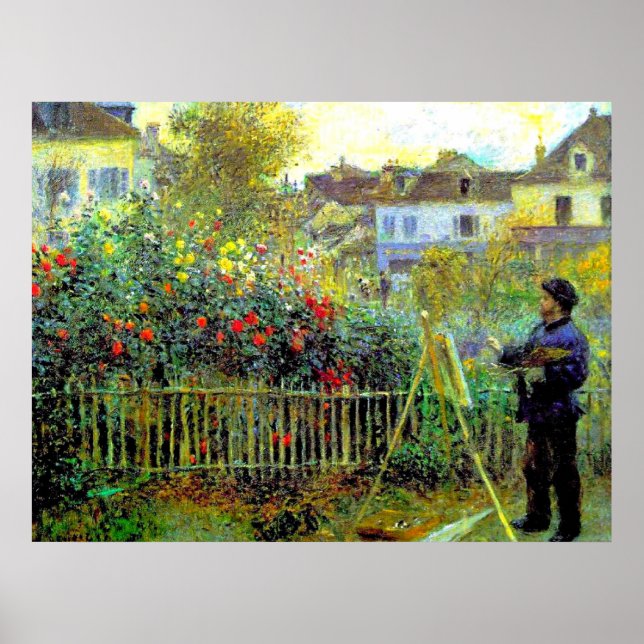 Póster Renoir - Pintura de Monet en su jardín (Frente)