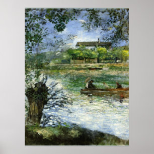 Póster Renoir, sauces y figuras en un barco