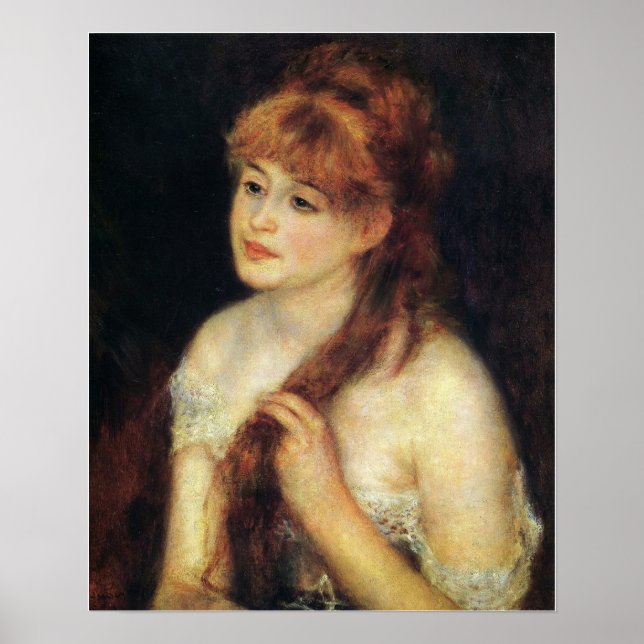 Póster Renoir - Young Woman Braiding Her Hair 1876 (Frente)