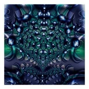 Póster Rentabilidad   Arte fractal púrpura y verde