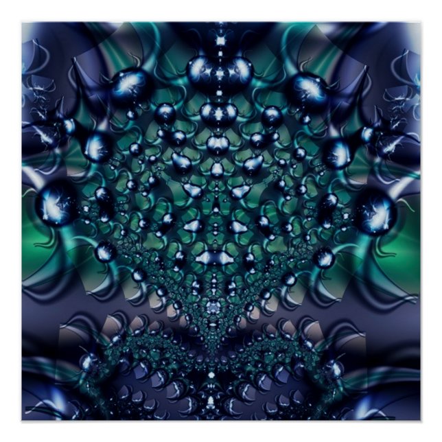 Póster Rentabilidad | Arte fractal púrpura y verde (Anverso)
