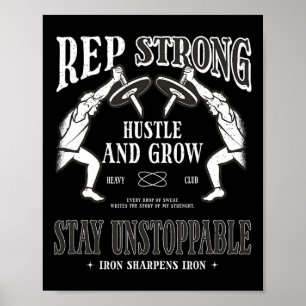Póster Rep Fuerte Hustle Y Crecer Permanece Imparable Gim