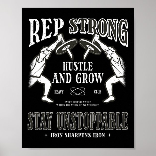 Póster Rep Fuerte Hustle Y Crecer Permanece Imparable Gim (Frente)