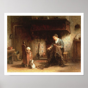 Póster Reparando las redes (aceite en el panel)