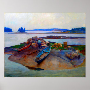 Póster Reparando Trampas Martinsville Maine N. C. Wyeth 1