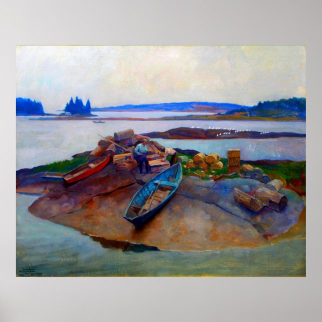 Póster Reparando Trampas Martinsville Maine N. C. Wyeth 1 (Frente)