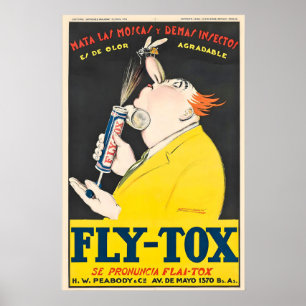 Póster Repelente de Mosquitos Fly-Tox Vintage Mauzan