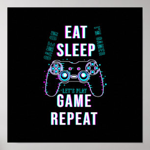 Póster Repetición de juego de sueño de Comer - Poster de 