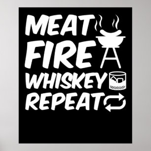 Póster Repetición de Whiskey de Fuego de Carne Cera de