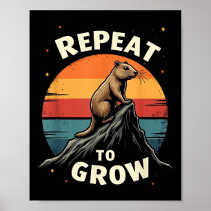 Póster Repetir Para Crecer El Diseño Retro De Groundhog D