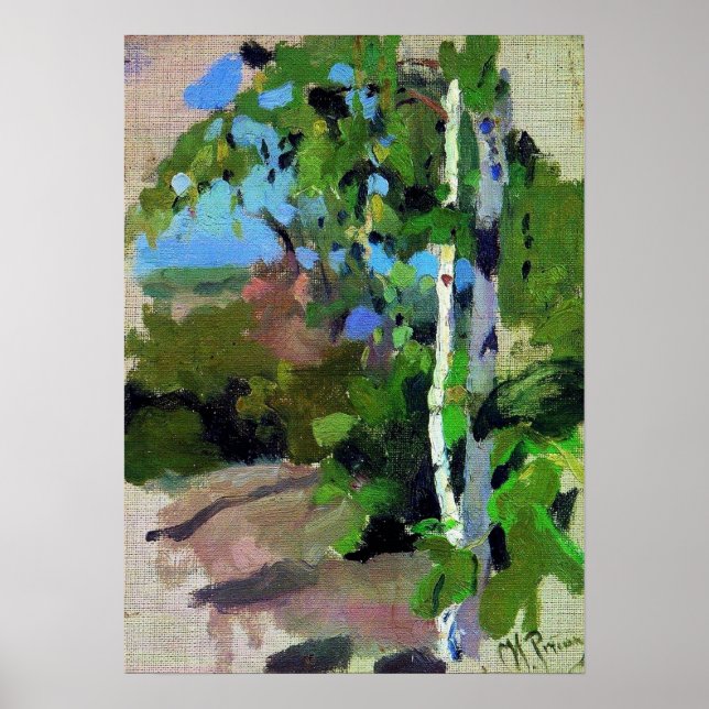 Póster Repin - Árboles de aves en día soleado (Frente)