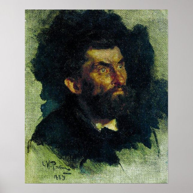 Póster Repin - Cabeza de hombre 1885 (Frente)