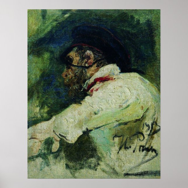 Póster Repin - Hombre Con Chaqueta Blanca 1913 (Frente)