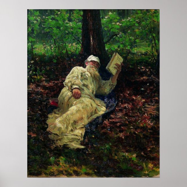 Póster Repin - Leo Tolstoy En El Bosque 1891 (Frente)