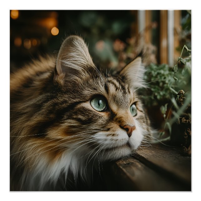 Póster Repisa de Madera para Gato Atigrado (Anverso)
