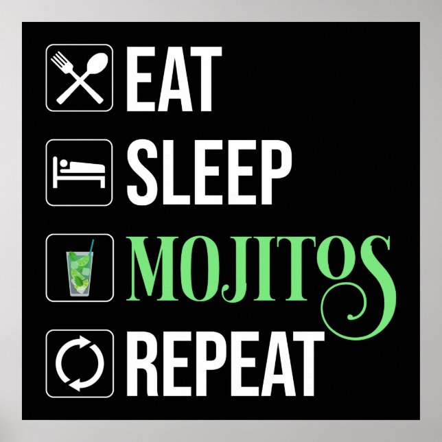 Póster Repita con Mojitos de sueño de descanso (Frente)